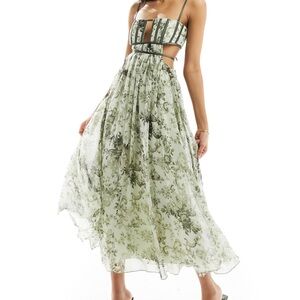ISO ASOS green floral corset dress